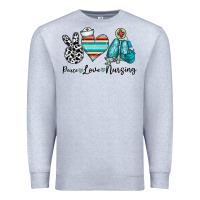 Heather Grey peace love nursing Premium Sweatshirt - CowhideDigitalArt