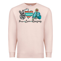 Pale Pink peace love nursing Premium Sweatshirt - CowhideDigitalArt