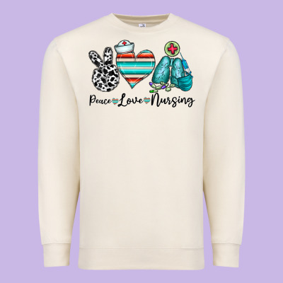 Peace Love Nursing Premium Sweatshirt Designed By Cowhidedigitalart