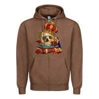 Chestnut Skull With Crown Zipper Hoodie - RanaPortraitStore