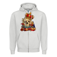 Dove Grey Skull With Crown Zipper Hoodie - RanaPortraitStore