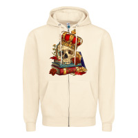 Sandshell Skull With Crown Zipper Hoodie - RanaPortraitStore
