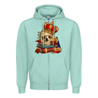 Seafoam Skull With Crown Zipper Hoodie - RanaPortraitStore