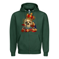 Sports Green Skull With Crown Zipper Hoodie - RanaPortraitStore