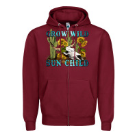 Burgundy grow wild sun child tbw Zipper Hoodie - texasbilliewilder