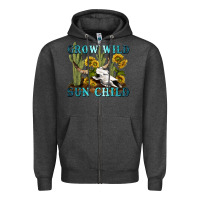 Charcoal Heather grow wild sun child tbw Zipper Hoodie - texasbilliewilder