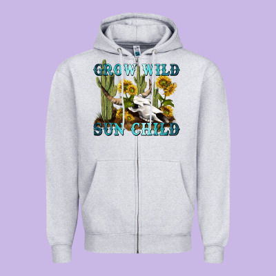 Grow Wild Sun Child Tbw Zipper Hoodie Designed By Texasbilliewilder