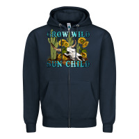 Navy grow wild sun child tbw Zipper Hoodie - texasbilliewilder