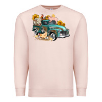Pale Pink western farm truck coop animals farm animals Premium Sweatshirt - FaDigitalArtStudio