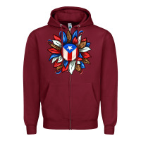 Burgundy puerto rico sunflower Zipper Hoodie - texasbilliewilder