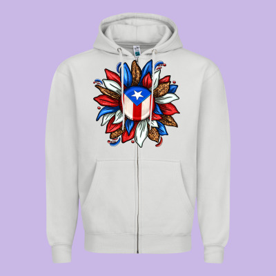 Puerto Rico Sunflower Zipper Hoodie Designed By Texasbilliewilder