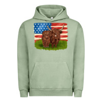 Pigment Oil Green American cows Urban Hoodie - MaliasSmallBusiness