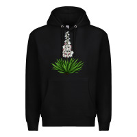 Black Yucca Flower IIIustrations Premium Hoodie - LillyAllenDesigns