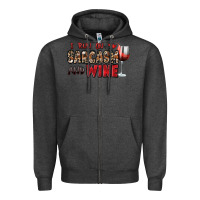 Charcoal Heather i run on sarcasm and wine Zipper Hoodie - Zillion Design Studio