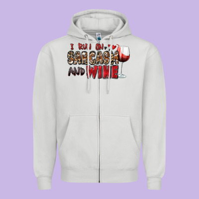 I Run On Sarcasm And Wine Zipper Hoodie Designed By Zillion Design Studio