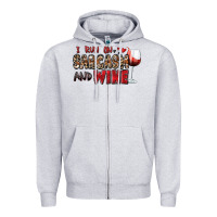 Heather Grey i run on sarcasm and wine Zipper Hoodie - Zillion Design Studio