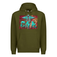 Army Green western nurse certified nurse  assistant medilcal symbol  background Premium Hoodie - BarkalooDesign
