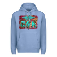 Colony Blue western nurse certified nurse  assistant medilcal symbol  background Premium Hoodie - BarkalooDesign