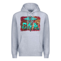 Heather Grey western nurse certified nurse  assistant medilcal symbol  background Premium Hoodie - BarkalooDesign