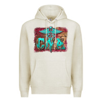 Oatmeal Heather western nurse certified nurse  assistant medilcal symbol  background Premium Hoodie - BarkalooDesign