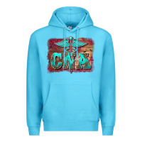 Ocean Blue western nurse certified nurse  assistant medilcal symbol  background Premium Hoodie - BarkalooDesign
