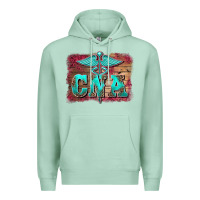 Seafoam western nurse certified nurse  assistant medilcal symbol  background Premium Hoodie - BarkalooDesign