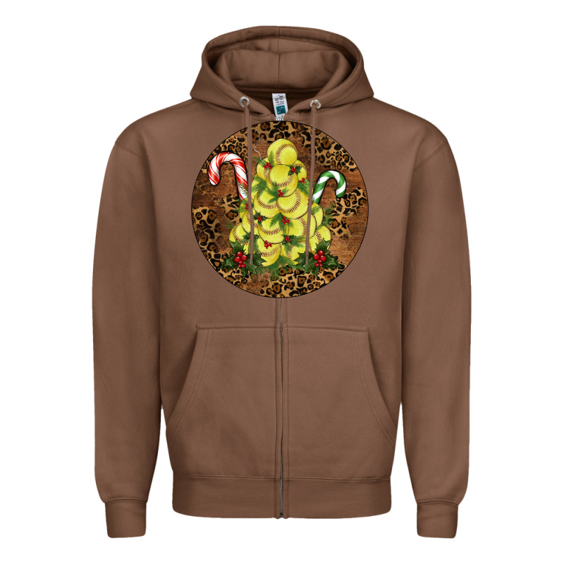 Softball Leopard Christmas Zipper Hoodie by RanaPortraitStore | Teevron