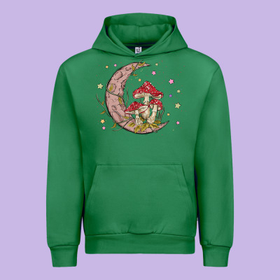 Moon And Mushrooms Urban Hoodie Designed By Maliassmallbusiness