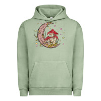Pigment Oil Green moon and mushrooms Urban Hoodie - MaliasSmallBusiness