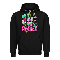 Black 80s made 90s raised Zipper Hoodie - texasbilliewilder