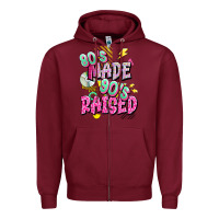 Burgundy 80s made 90s raised Zipper Hoodie - texasbilliewilder