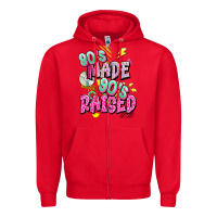Red 80s made 90s raised Zipper Hoodie - texasbilliewilder
