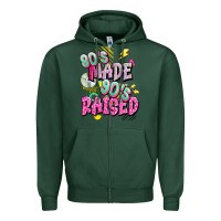 Sports Green 80s made 90s raised Zipper Hoodie - texasbilliewilder