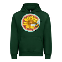 Forest Green bee and sunflower Urban Hoodie - MaliasSmallBusiness