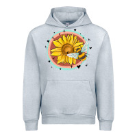 Heather Grey bee and sunflower Urban Hoodie - MaliasSmallBusiness