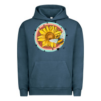 Pigment Midnight Navy bee and sunflower Urban Hoodie - MaliasSmallBusiness