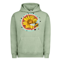 Pigment Oil Green bee and sunflower Urban Hoodie - MaliasSmallBusiness
