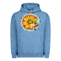 Pigment Pebble Blue bee and sunflower Urban Hoodie - MaliasSmallBusiness