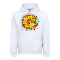 White bee and sunflower Urban Hoodie - MaliasSmallBusiness