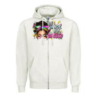 Oatmeal Heather 80s made 90s raised messy bun Zipper Hoodie - texasbilliewilder