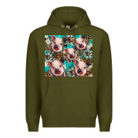 Army Green western cowhide sunflower baby pig Premium Hoodie - BarkalooDesign