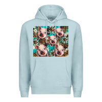 Blue Mist western cowhide sunflower baby pig Premium Hoodie - BarkalooDesign