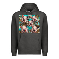 Charcoal Heather western cowhide sunflower baby pig Premium Hoodie - BarkalooDesign
