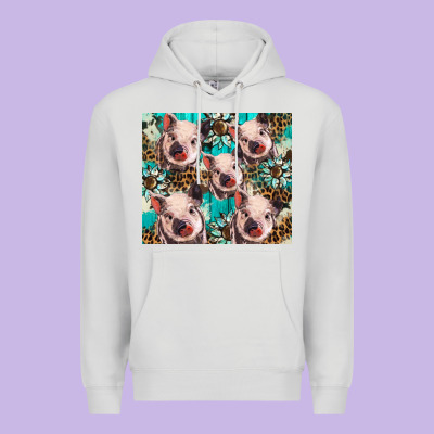 Western Cowhide Sunflower Baby Pig Premium Hoodie Designed By Barkaloodesign