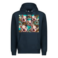 Navy western cowhide sunflower baby pig Premium Hoodie - BarkalooDesign