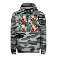 Slate Camo western cowhide sunflower baby pig Premium Hoodie - BarkalooDesign
