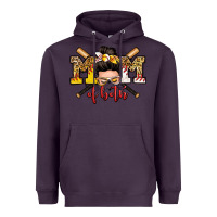 Plum mom of both baseball and softball messy bun Heavyweight Hoodie - Zillion Design Studio