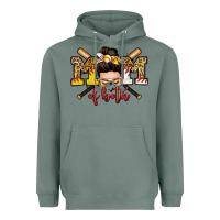 Sage mom of both baseball and softball messy bun Heavyweight Hoodie - Zillion Design Studio