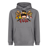Mom Of Both Baseball And Softball Messy Bun Heavyweight Hoodie | Teevron