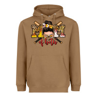 Toasted Coconut mom of both baseball and softball messy bun Heavyweight Hoodie - Zillion Design Studio